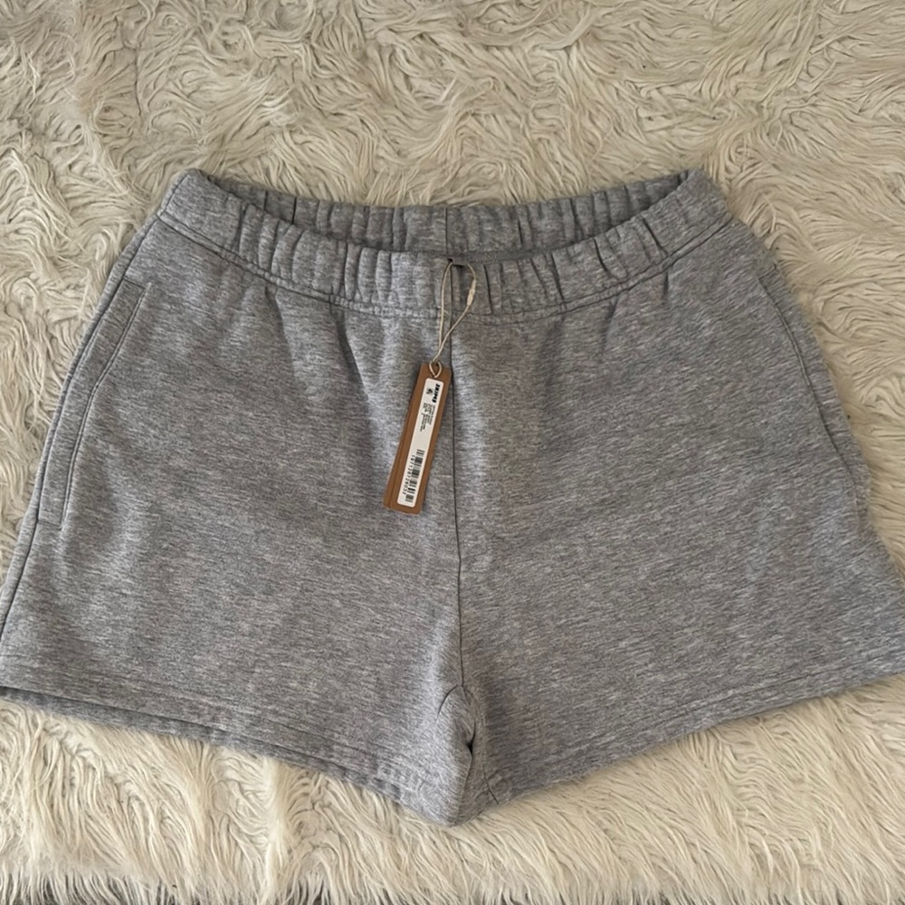 SKIMS Heather Grey Cotton Fleece Shorts